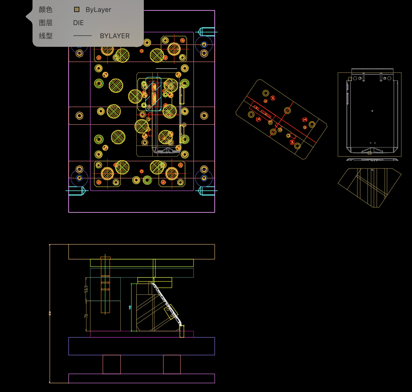 平板电脑后盖侧冲孔模具图